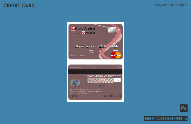 Beispielvorschau der Austria Bank Austria Mastercard Debitkarte